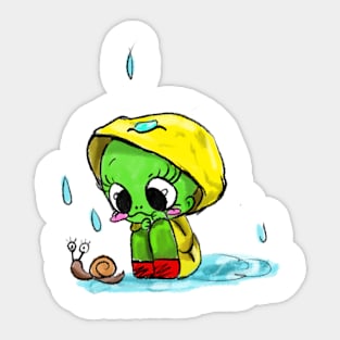 Petite grenouille qui regarde un escargot Sticker